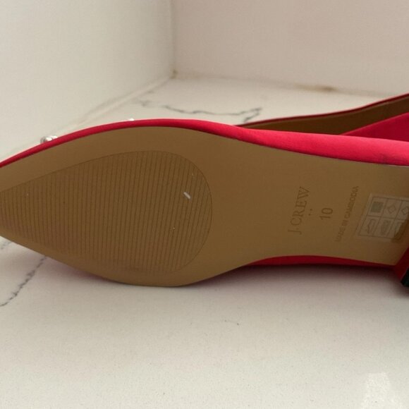 J.Crew Pointy-Toe Flats With Crystal Buckle Deep Ruby NIB Size 10 - Picture 4 of 5